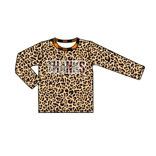 Baby Girls Leopard Thanks Long Sleeve Tee shirts tops preorder