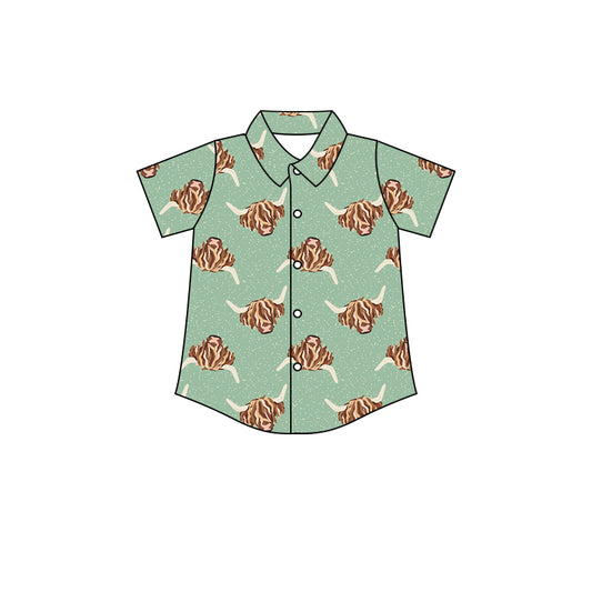 Baby Boys Highland Cow Short Sleeve Tee Shirts Tops preorder