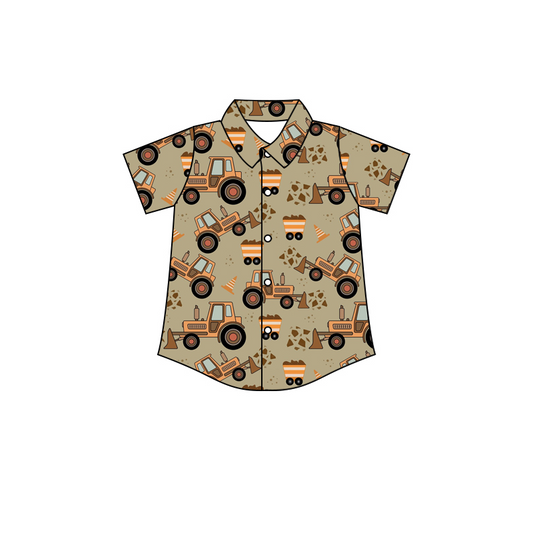 Baby Boys Brown Construction Short Sleeve Tee Shirts Tops preorder(moq 5)