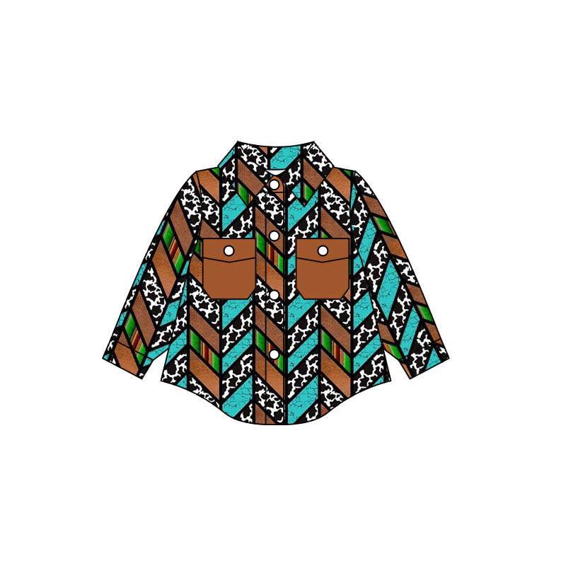 Baby Kids Western Pockets Aztec Shirts Tops preorder