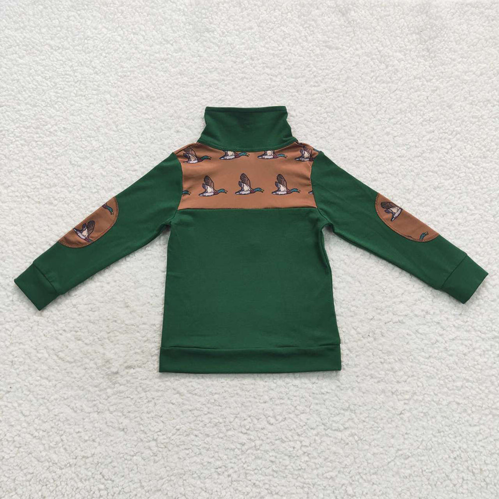 Sibling Baby Boys Long Sleeves Western Ducks Baseballs Half Zipper Pullovers Top