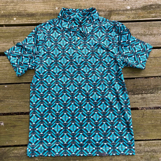 Baby Boys Teal Amall Aztec Western short Sleeve buttons shirts tops preorder