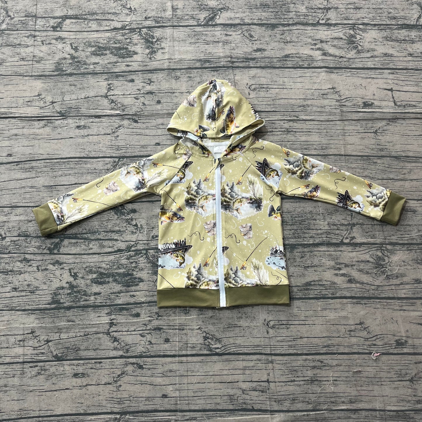 Baby Boys Green Long Sleeve Fishing Hunting Zip Hoodie Jacket Top