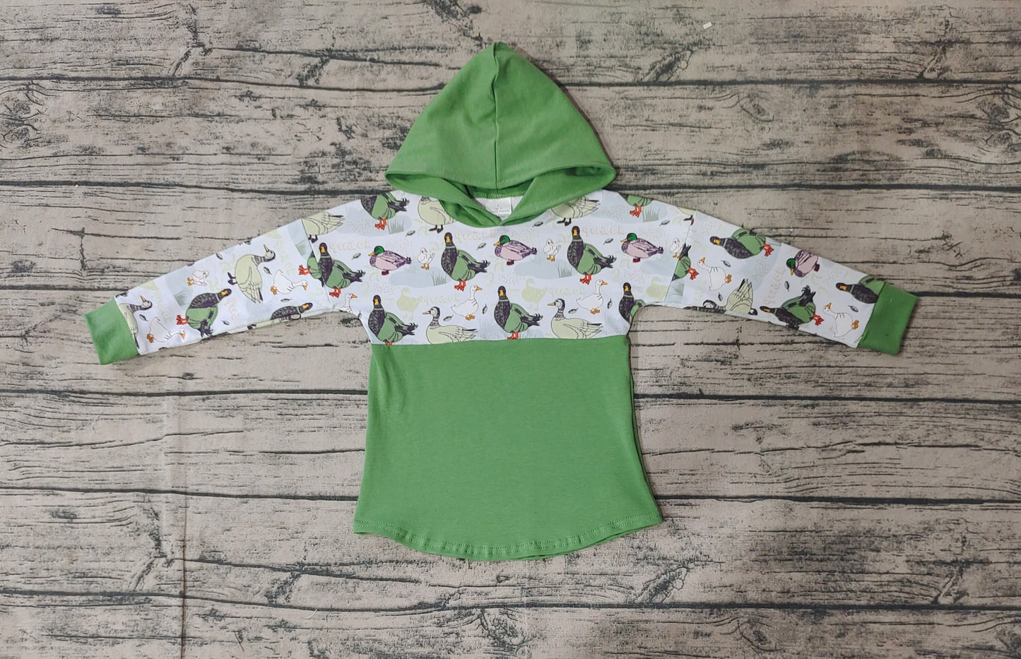 Baby Boys Duck Green Hooded Long Sleeve Tops