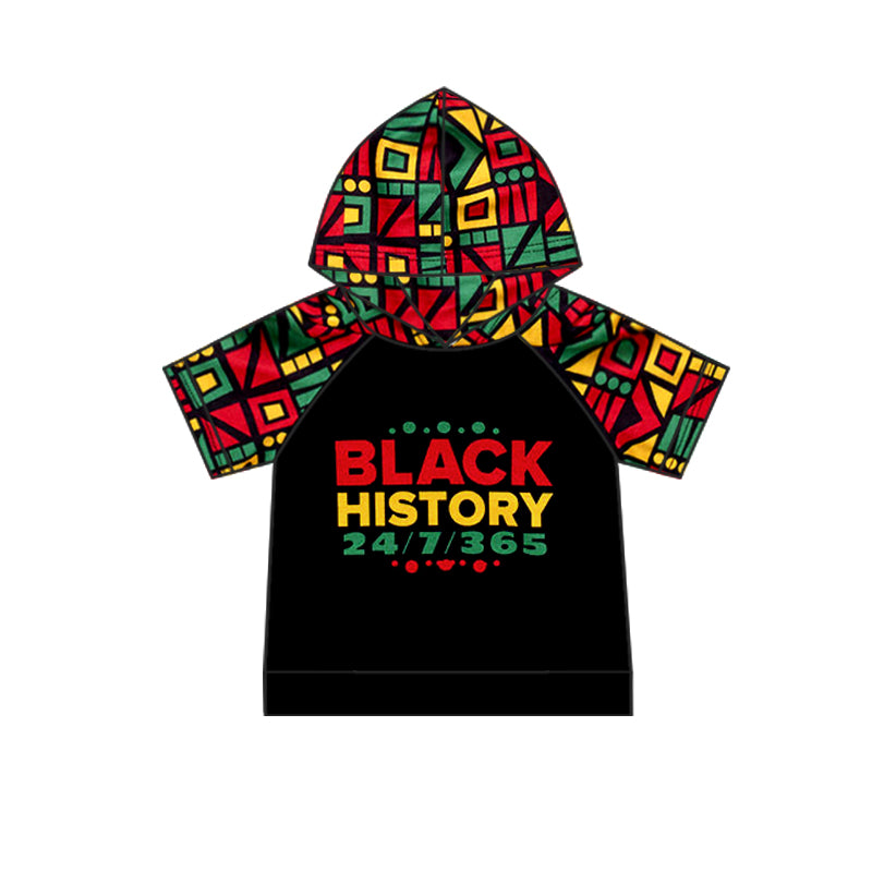 Baby Boys Black History Hooded Short Sleeve Tops Shirts preorder