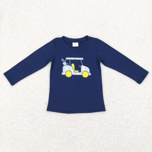 Sibling Baby Boys Embroidery Trucks Golf Bus Excavators Button Zipper Shirts Tops
