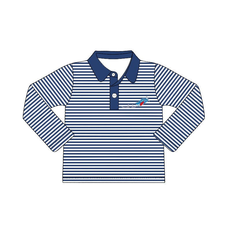 Baby Boys Blue Stripes Plane Tee Shirts Pullovers Tops preorder