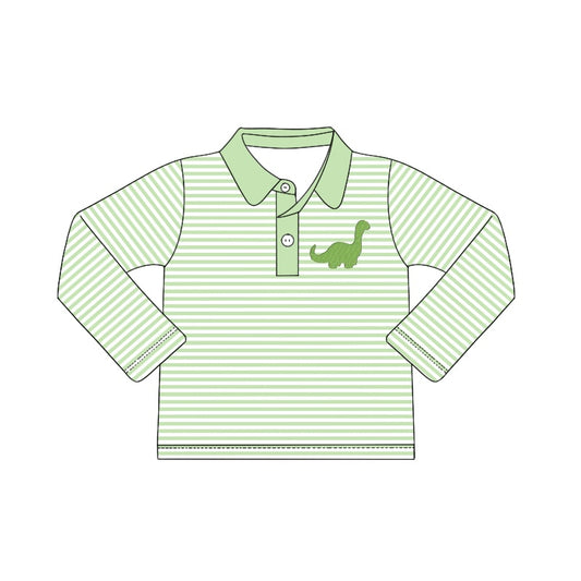 Baby Boys Green Stripes Dinosaur Tee Shirts Pullovers Tops preorder