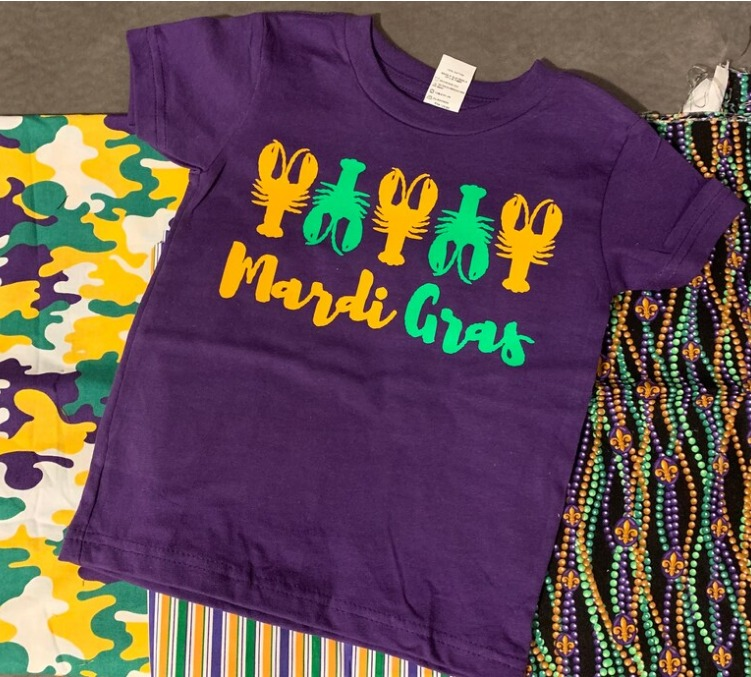 Baby Boys Mardi Gras Crawfish Purple Short Sleeve Tee Shirts Tops Preorder