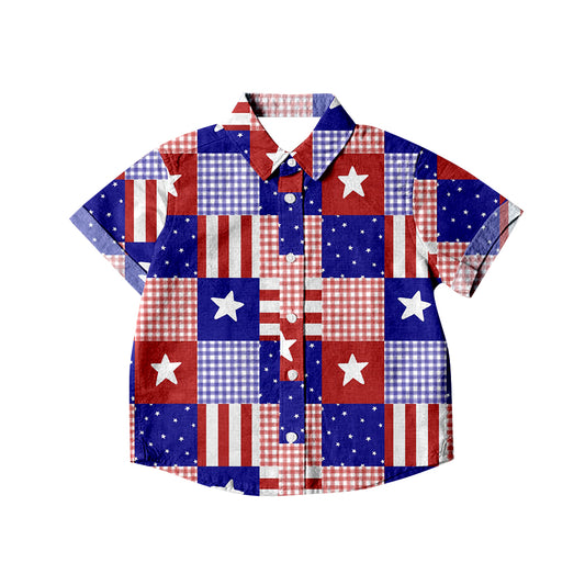 Baby Boys 4Th Of July Stars Buttons Tee Shirts Tops Preorder