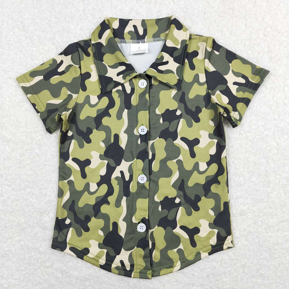Sibling Baby Boys Camo Ducks Button Up Summer Shirts