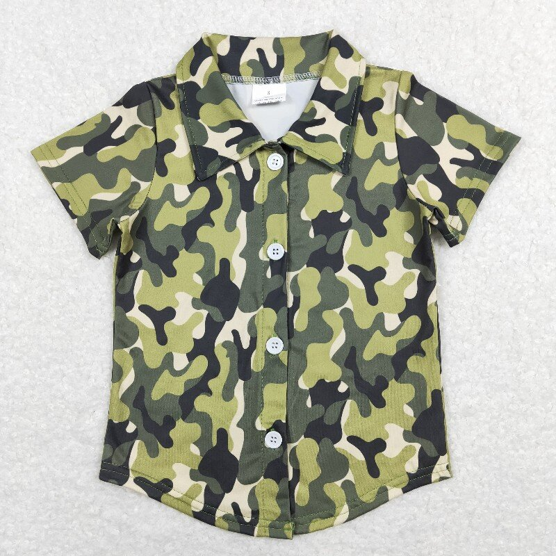 Sibling Baby Boys Southern Camo Short Sleeves Button Pockets Shirts Tops
