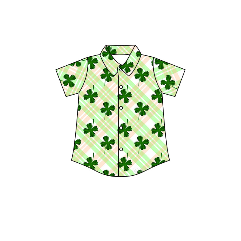 Baby Boys Qautrefoil St Patrick Day Buttons Tee Shirts Tops Preorder