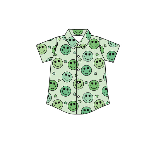 Baby Boys St Patrick Day Smile Green Buttons Tee Shirts Tops Preorder