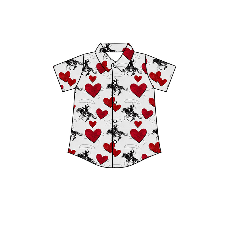 Baby Boys Rodeo Hearts Valentines Buttons Tee Shirts Tops Preorder