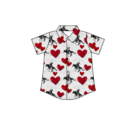 Baby Boys Rodeo Hearts Valentines Buttons Tee Shirts Tops Preorder