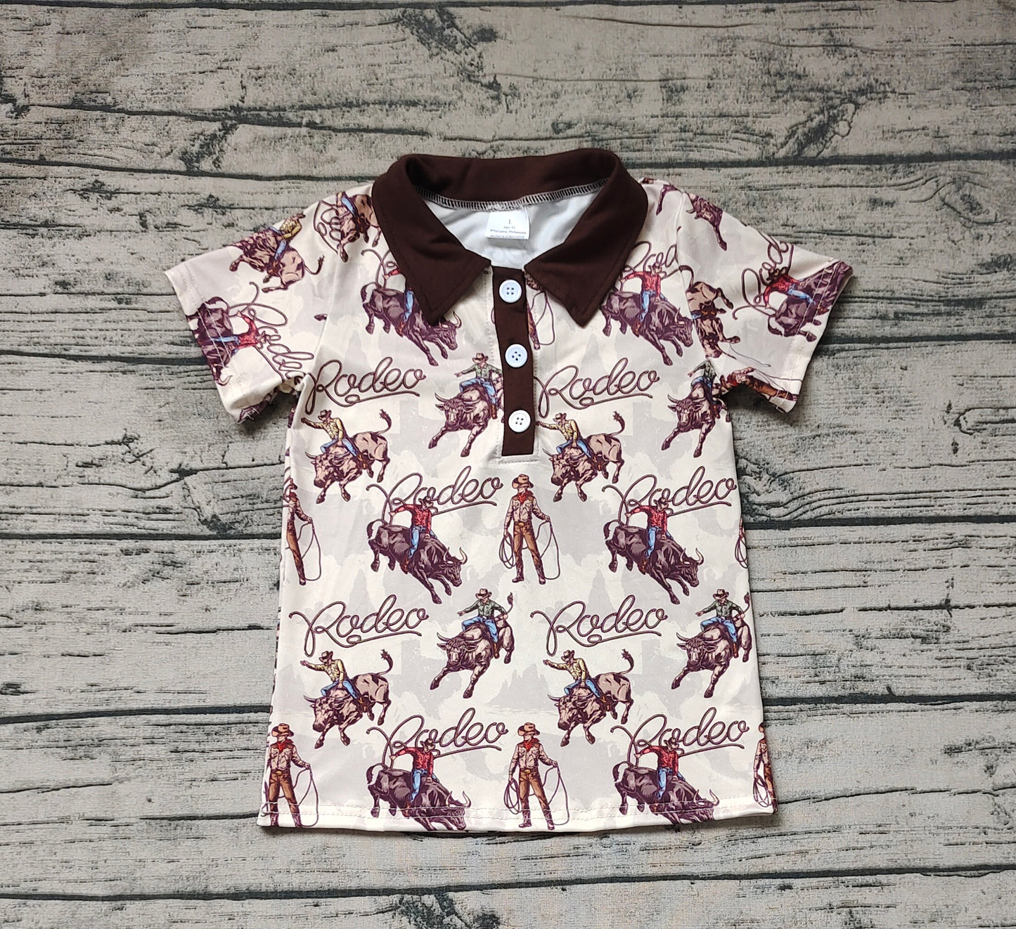 Baby Boys Rodeo Buttons Western Horse Tee Tops Pullovers