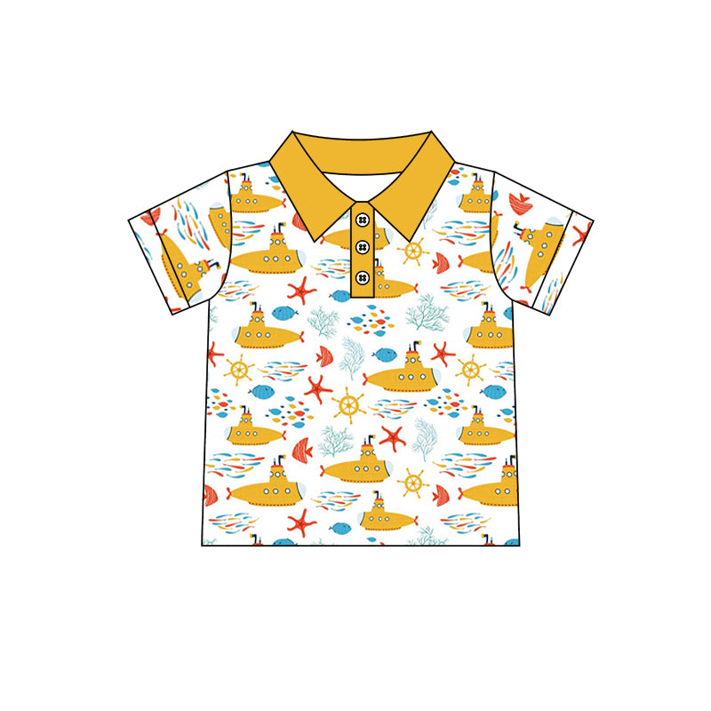 Baby Boys Submarine Short Sleeve Buttons Tee Shirts Tops Preorder