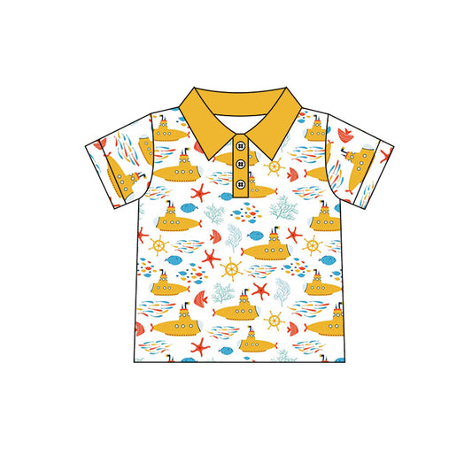 Baby Boys Submarine Short Sleeve Buttons Tee Shirts Tops Preorder