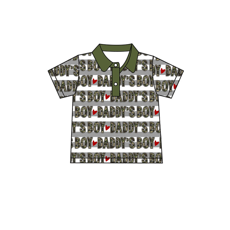 Baby Boys Daddy's Boy Green Buttons Short Sleeve Shirts Preorder