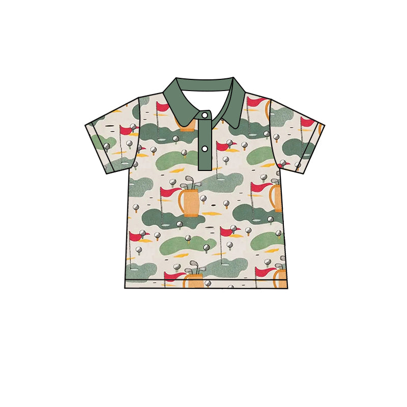 Baby Boys Golf Green Shirt Summer Buttons Tee Pullover Tops preorder