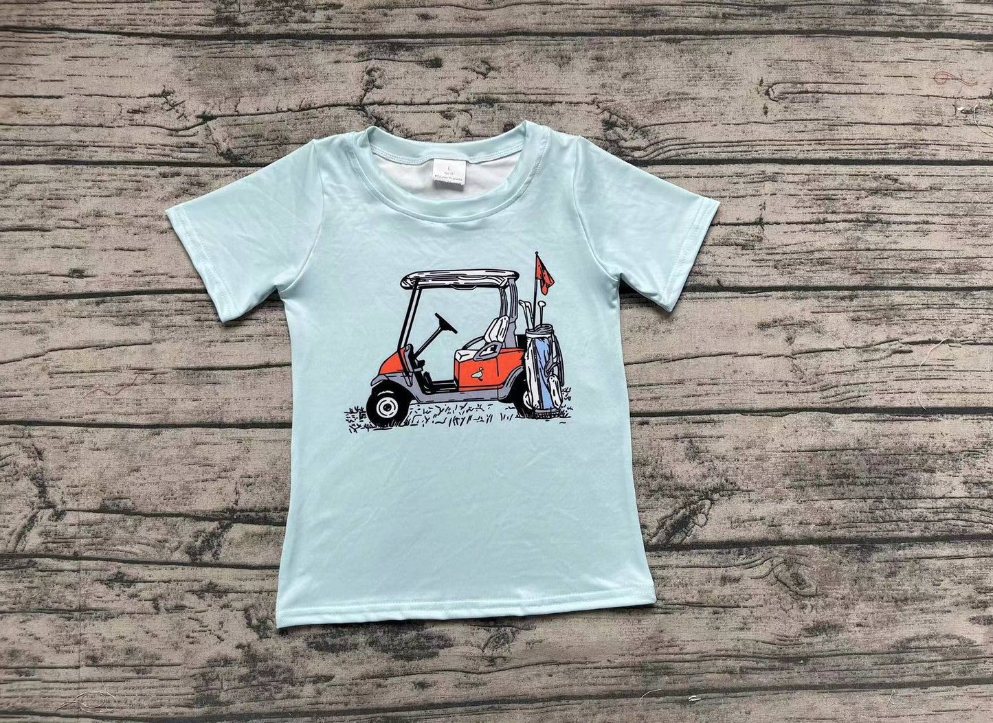 Baby Boys Blue Golf Cart Short Sleeve Tee Shirts Tops