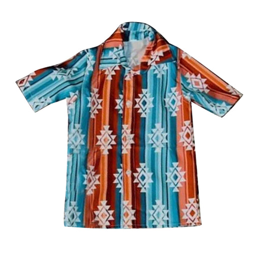 Baby Boys Aztec Short Sleeve Buttons Tee Shirts Tops Preorder