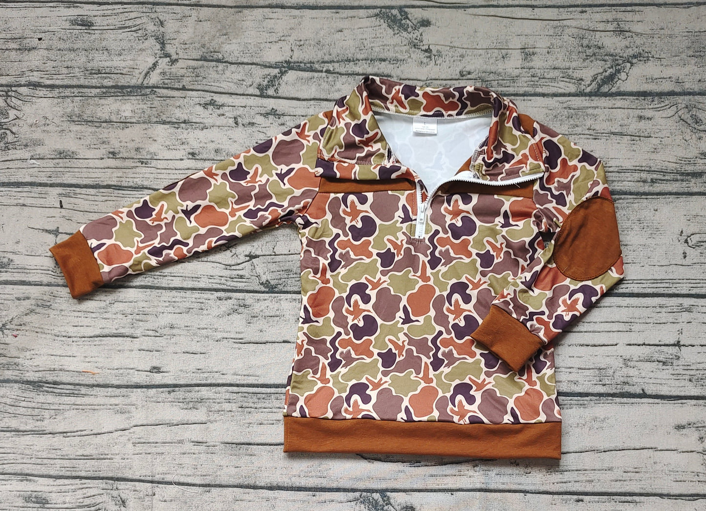 Baby Boys Brown Grey Camo Zip Pullovers Tops