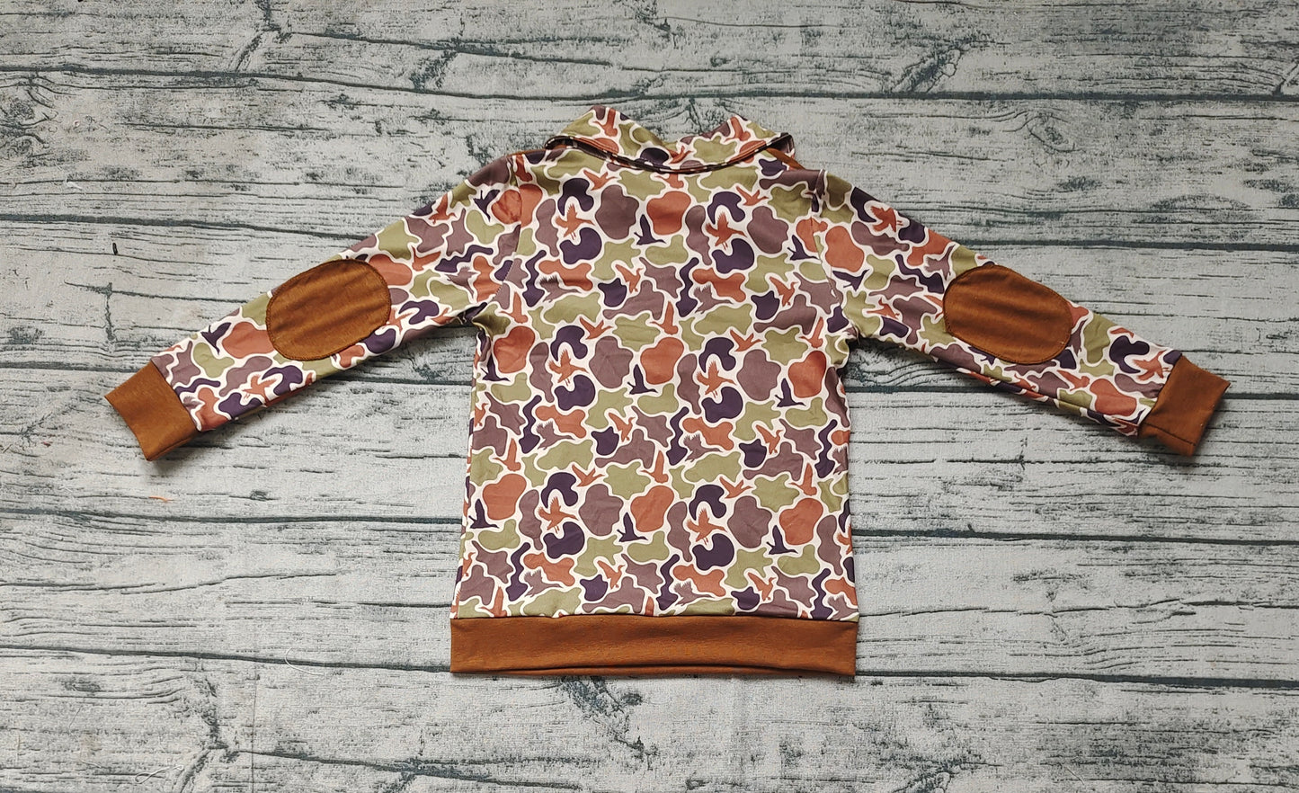 Baby Boys Brown Grey Camo Zip Pullovers Tops