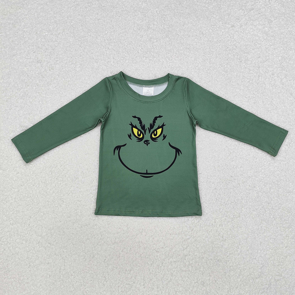 Sibling Baby Girls Boys Christmas Green Face Smile Tunic Tops