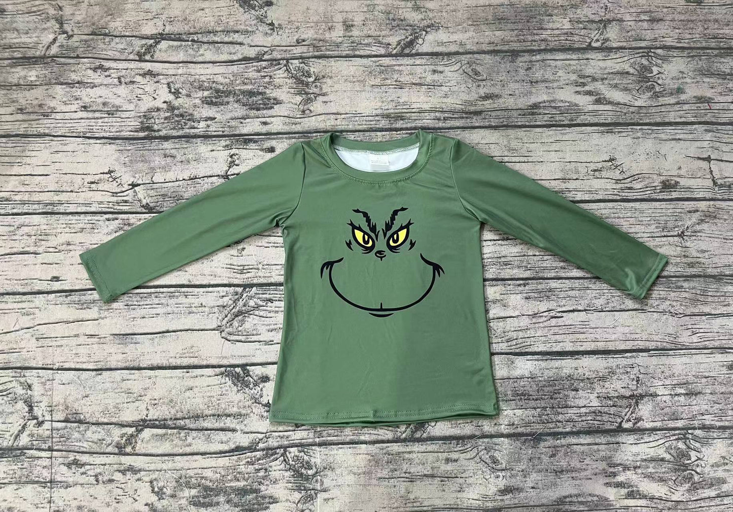 Baby Boys Christmas Green Face Smile Tee Shirts Tops