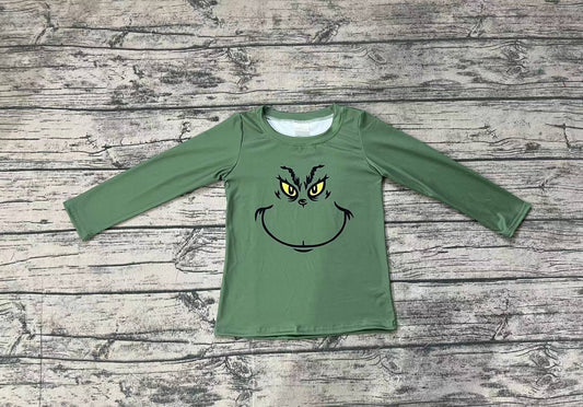 Baby Boys Christmas Green Face Smile Tee Shirts Tops