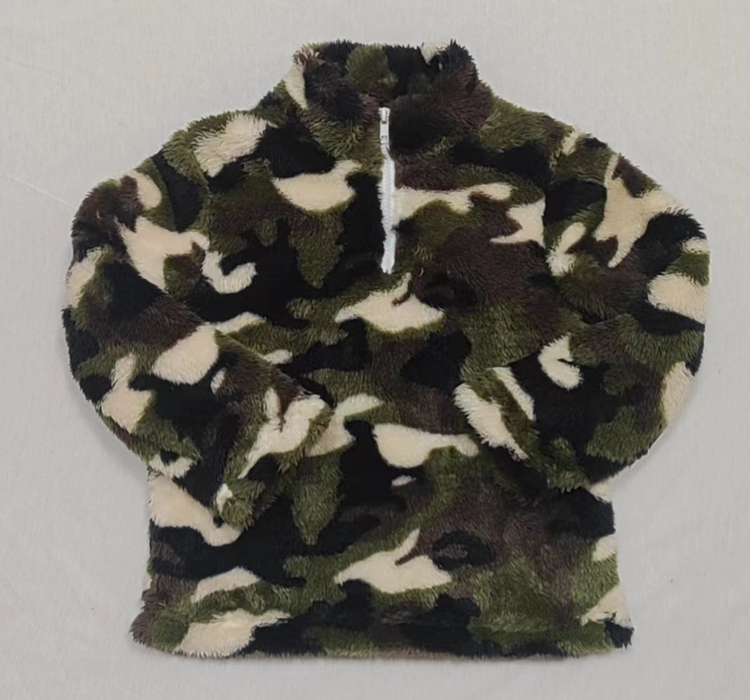 Baby Boys Green Camo Zip Pullovers Tee Tops