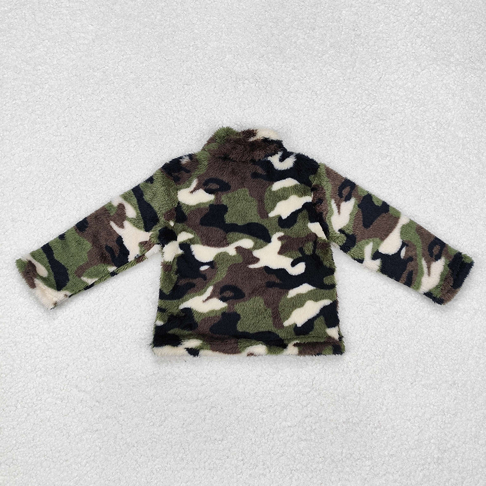 Baby Boys Green Camo Zip Pullovers Tee Tops