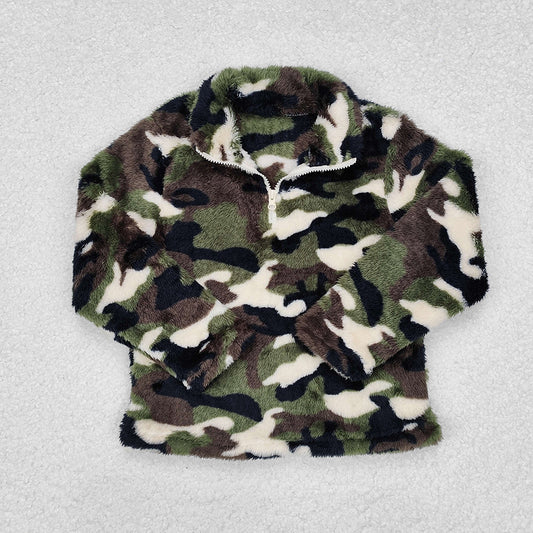 Baby Boys Green Camo Zip Pullovers Tee Tops