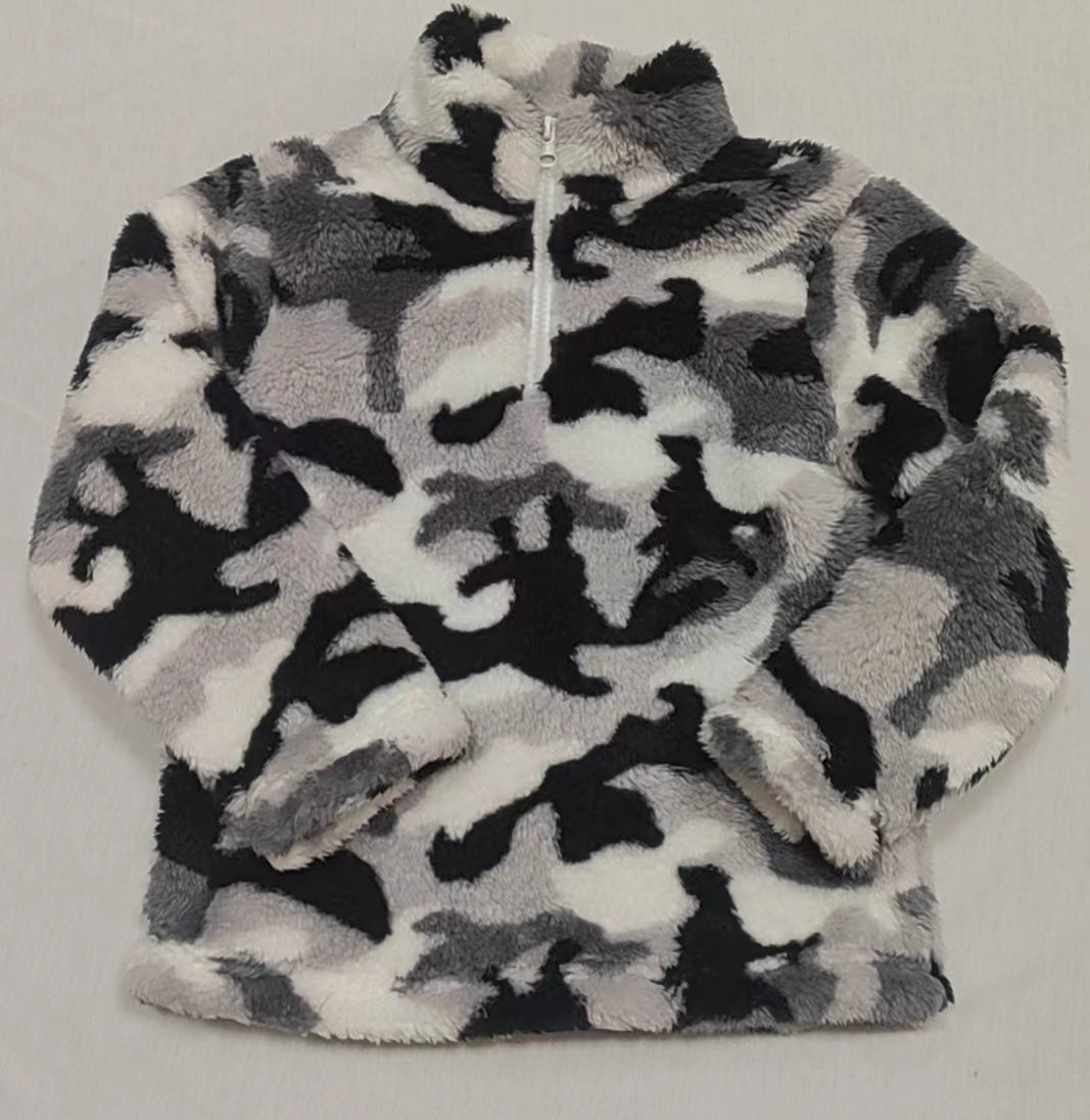 Baby Boys Grey Fall Camo Zip Pullovers Tee Tops