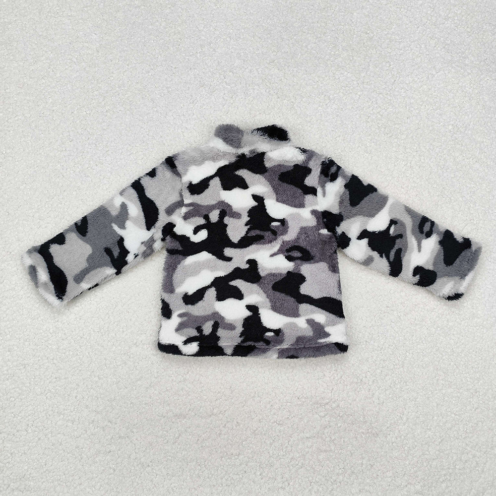 Baby Boys Grey Fall Camo Zip Pullovers Tee Tops