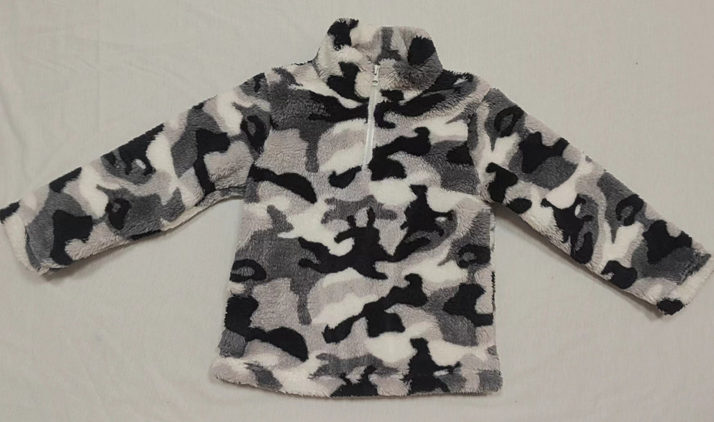 Baby Boys Grey Fall Camo Zip Pullovers Tee Tops