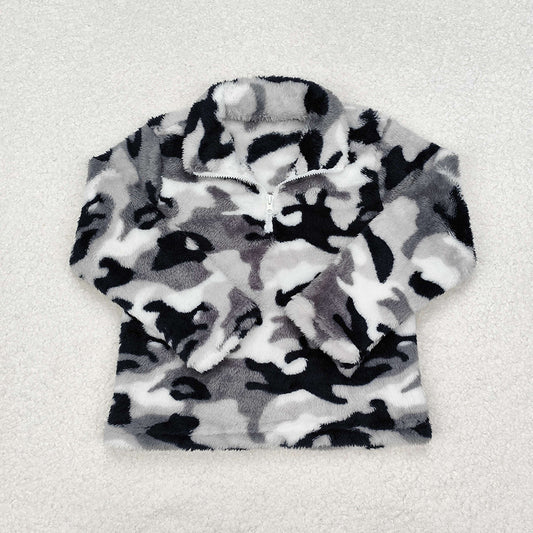 Baby Boys Grey Fall Camo Zip Pullovers Tee Tops