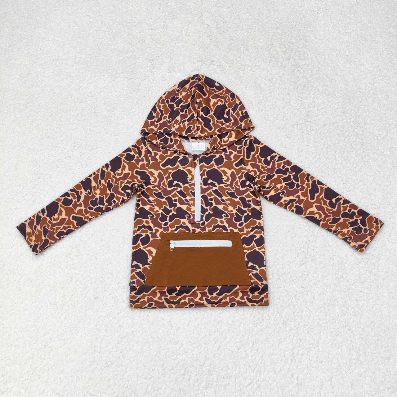Sibling Baby Boys Southern Brown Camo Pocket Zipper Hoodie Pullover Tops Jogger Pants
