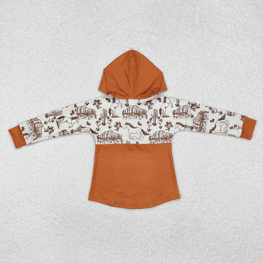 Baby Boys Western Horse Cactus Hooded Long Sleeve Tee Tops