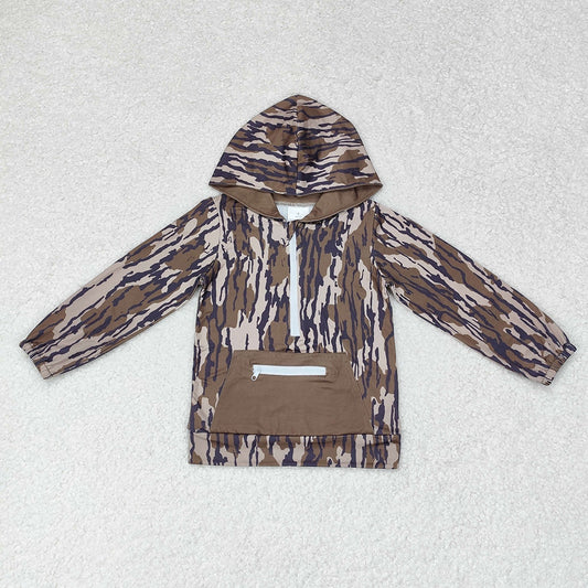 USA Shop Baby Boys Dark Green Camo Hooded Zip Pocket Fall Pullovers Tops