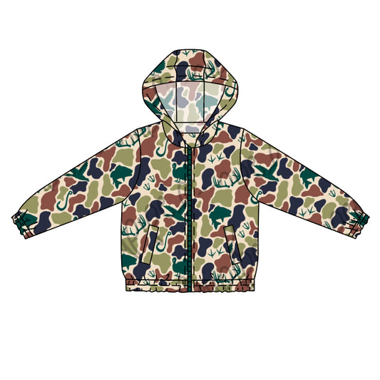 Baby Boys Green Camo Hunting Hooded Long Sleeve Zip Jackets Tops Preorder