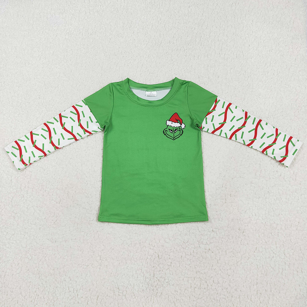 Baby Boys Christmas Green Frog Long Sleeve Tee Shirts Tops