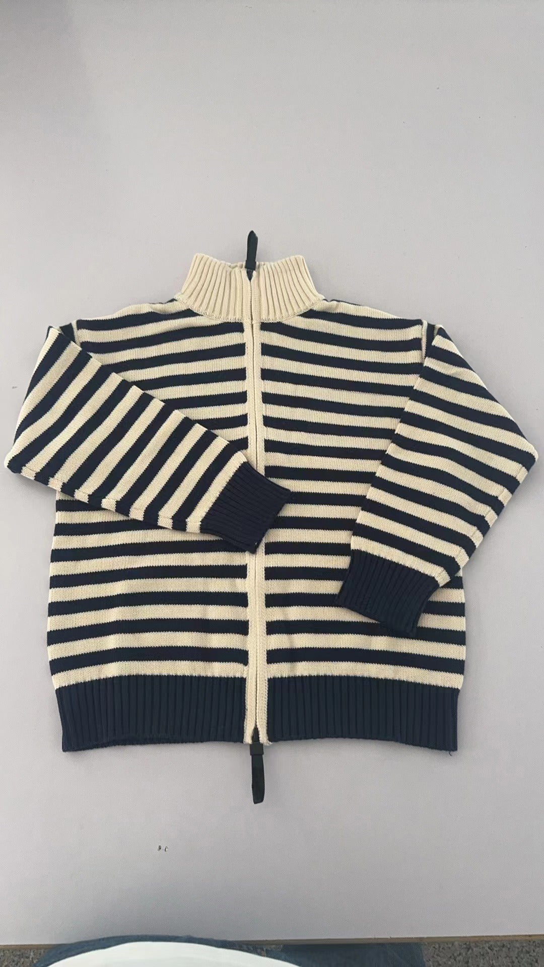 Baby Boys Black Stripes Zip Long Sleeve Sweaters Preorder