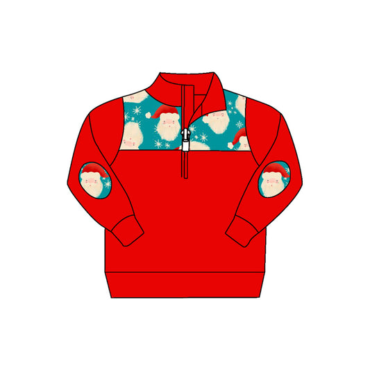 Baby Boys Christmas Santa Red Zip Pullovers Tops Preorder