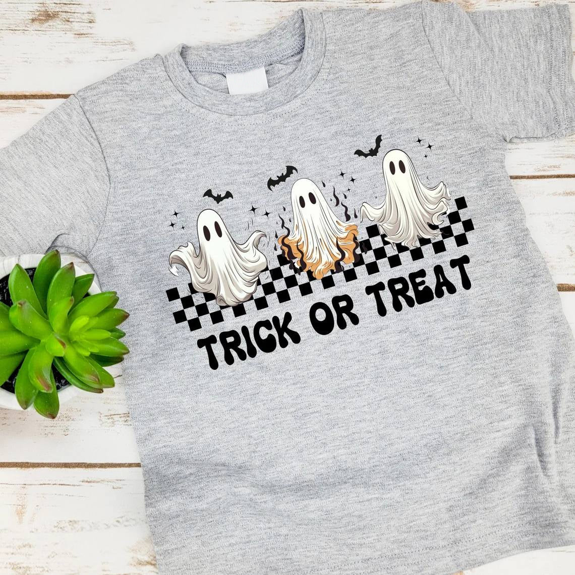 Baby Boys Trick Or Treat Grey Halloween Tee Shirts Tops Preorder