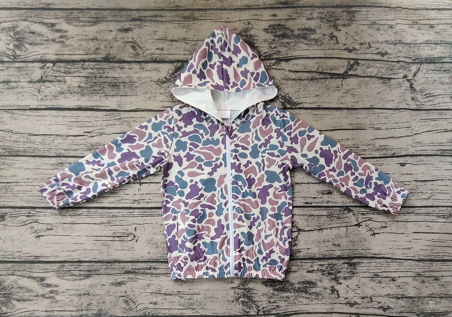 Baby Boys Grey Camo Hooded Long Sleeve Zip Jackets Tops