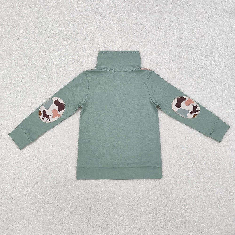 Baby Boys Camo Dog Ducks Long Sleeve Zip Pullovers Tops