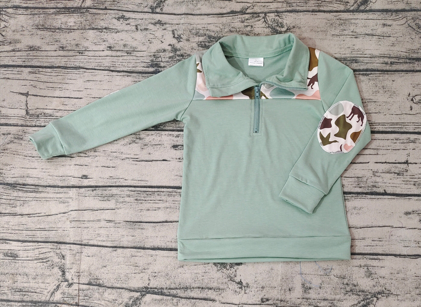 Baby Boys Camo Dog Ducks Long Sleeve Zip Pullovers Tops